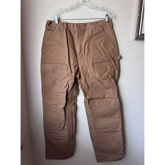 Vintage CARHARTT Double Knee Riveted Duck Canvas Work Pants BO1 BRN Mens 36 x 32